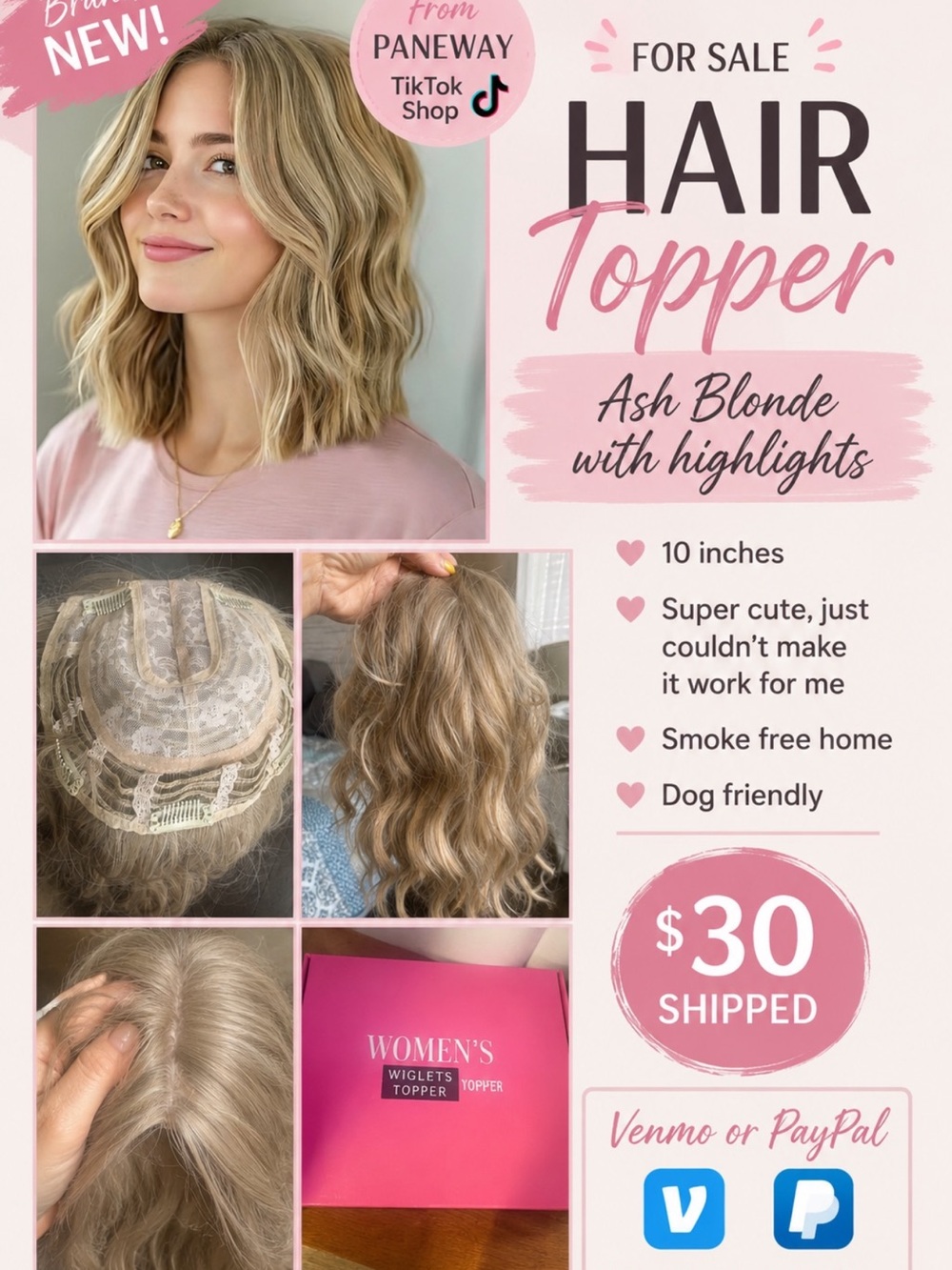 Brand new never worn hair topper
